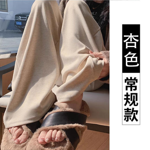 黑灰色糯米裤女秋冬季宽松春秋直筒休闲加绒运动阔腿裤子跨境货源 商品图6
