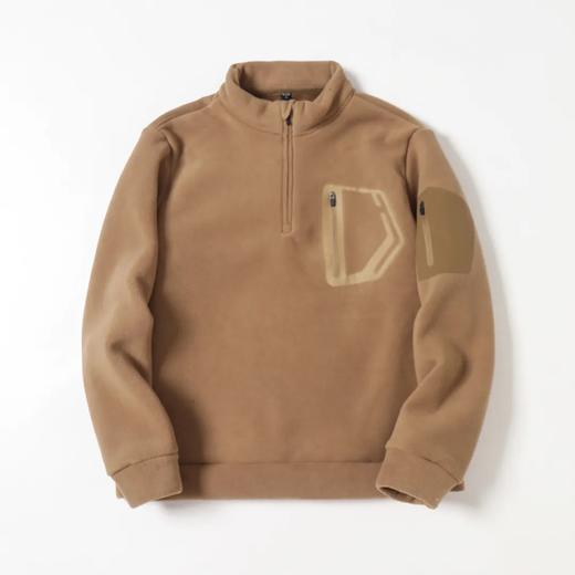 D110610秋冬双面绒防风保暖加厚加绒男士立领半拉链套头休闲宽松卫衣 商品图9