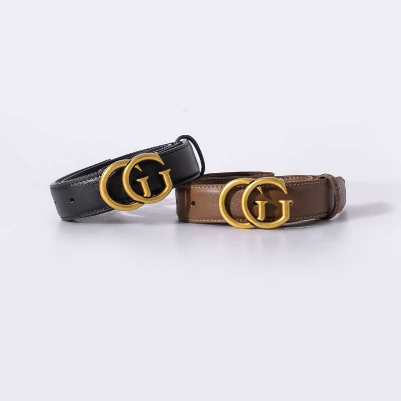 双G扣真皮女士百搭皮带