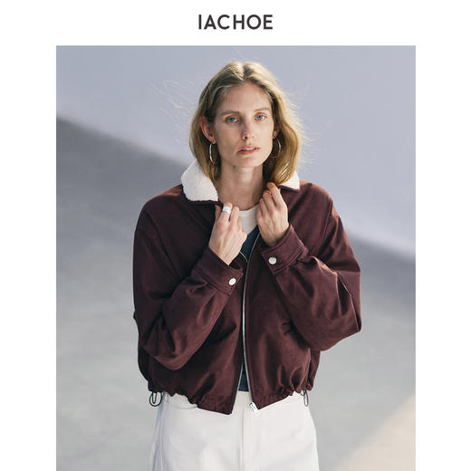 棉仓3671515004-  95%白鹅绒环保麂皮绒仿羊绒皮面包羽绒服 商品图0