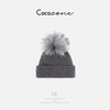 COCO ZONE 刘 一一【100羊毛】貉子毛球菱形格纹帽子 CD2A2634 商品缩略图0