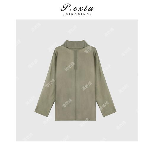 PanYiXiu/潘依绣铜氨丝精致主义轻薄流光空气半高领衬衫 W-61673 商品图2