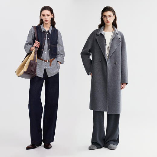 棉仓366604031-蓝色条纹长袖衬衫女25秋冬色织纯棉叠穿衬衣宽松及简通勤 商品图3