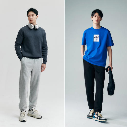 棉仓342818016-3系重磅针织微宽松灰色卫裤男 秋季束脚运动休闲裤子春秋 商品图0