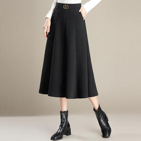 「自」全新升级【铂金会员137/天猫179/差价42】(95300)洛诗琳垂百褶通勤半身裙2025秋冬新款中长款高腰显瘦A字裙女