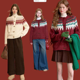 3-5天发货【暖冬服饰 | 费尔岛针织毛衣合集】费尔岛复古氛围风针织，肤感软糯舒适，均码宽松版型，百搭不挑慵懒随性，款式多多，细节满满，图案美观大气，可内搭可外穿，随心搭配，造型多变~