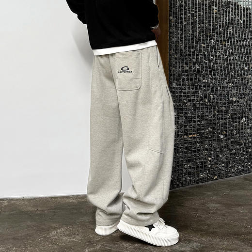 徐太浪【休闲百搭 抽绳系腰】字母印花卫裤男秋冬加绒加厚运动裤 商品图3