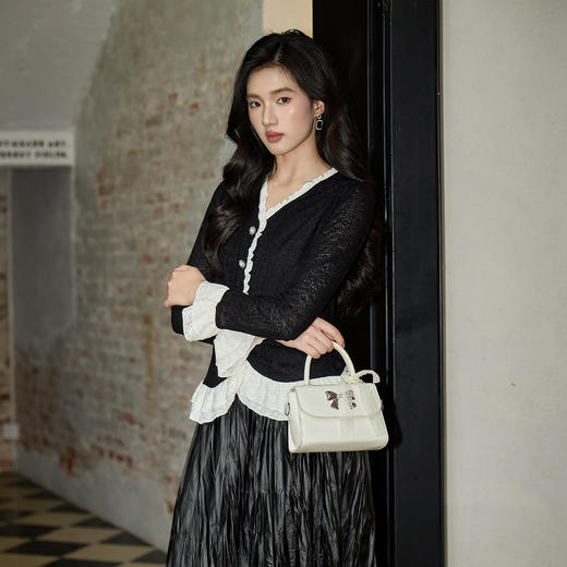 奢姿大码女装2025秋季时尚蕾丝花边拼接上衣胖妹妹气质优雅上衣9953194248 商品图2