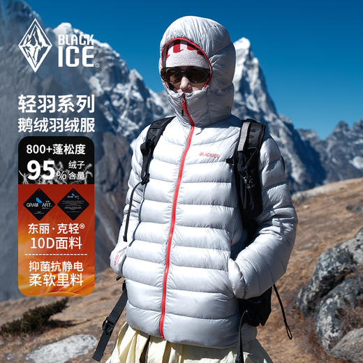 秋冬新款黑冰800蓬户外连帽保暖鹅绒轻薄排骨羽绒服女款F8610 商品图0