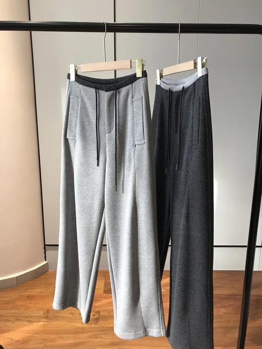 D110616复古撞色加厚醋酸绵羊毛裤女休闲长裤 商品图0