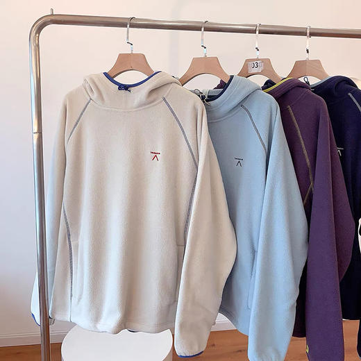 慵懒方程式！裸+同款~！城市山系风！男女高密度摇粒绒情侣连帽衫 商品图8