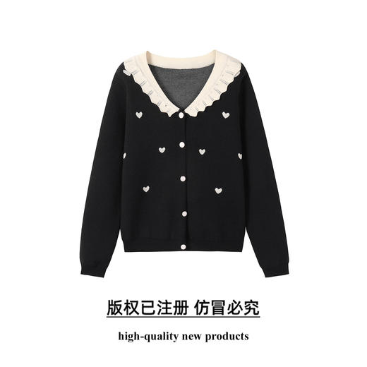 奢姿大码女装2025冬季胖妹妹时尚爱心撞色针织衫气质甜美显瘦上衣9854694220 商品图0