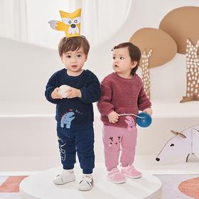 英氏童装儿童裤子宝宝休闲长裤pp裤加厚夹棉秋季YRKPJ30455A01