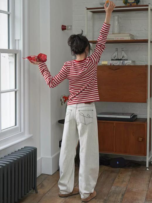 浮生八记/25C171/前育克设计原牛白牛弯刀中腰牛仔裤 商品图0