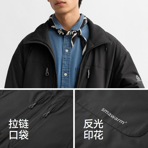 森马棉服男冬装发热科技棉三防外套2025新款户外机能宽松立领棉衣 商品图3