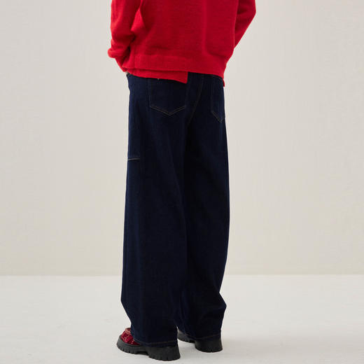 谜底牛仔裤长裤2025冬季新品弧线剪裁复古活力直筒裤女254MJ1659 商品图2