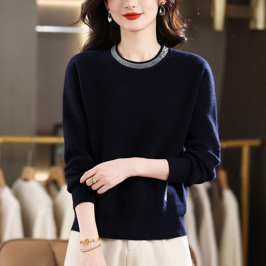 好看上衣打底衫遮肚子，显瘦洋气圆领毛衣CC-MY-1290 商品图1