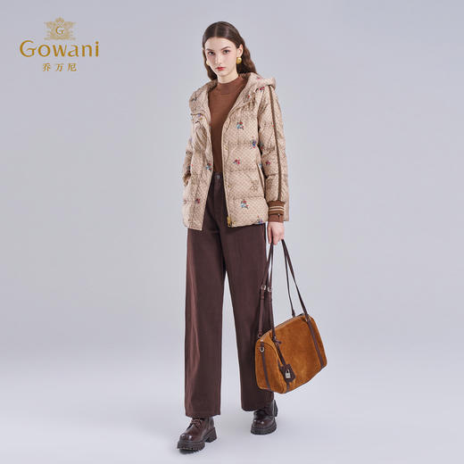 乔万尼秋冬新中式国风连帽设计白鸭绒短款羽绒服EM4T615 商品图3