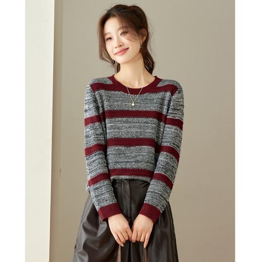条纹圆领针织衫，内搭上衣长袖小款毛衣打底衫CC-27-25228 商品图4