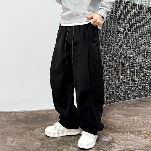 徐太浪【褶皱感 加绒加厚】大码哈伦裤男春秋宽松百搭纯色休闲裤 商品图3