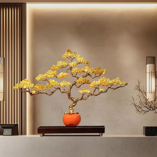意柿珐琅彩迎客松摆件新中式柿如办公室摆件客厅书房迁乔开业 商品图2