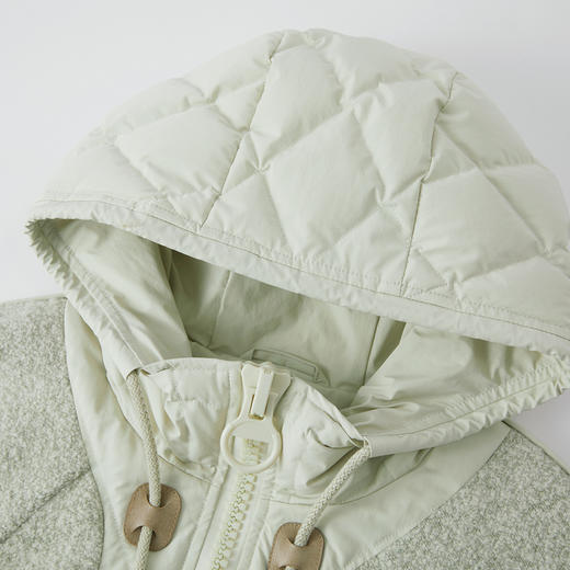 谜底连帽毛毛外套2025年冬季新品羊毛拼接廓形羽绒服女254MY1473 商品图3