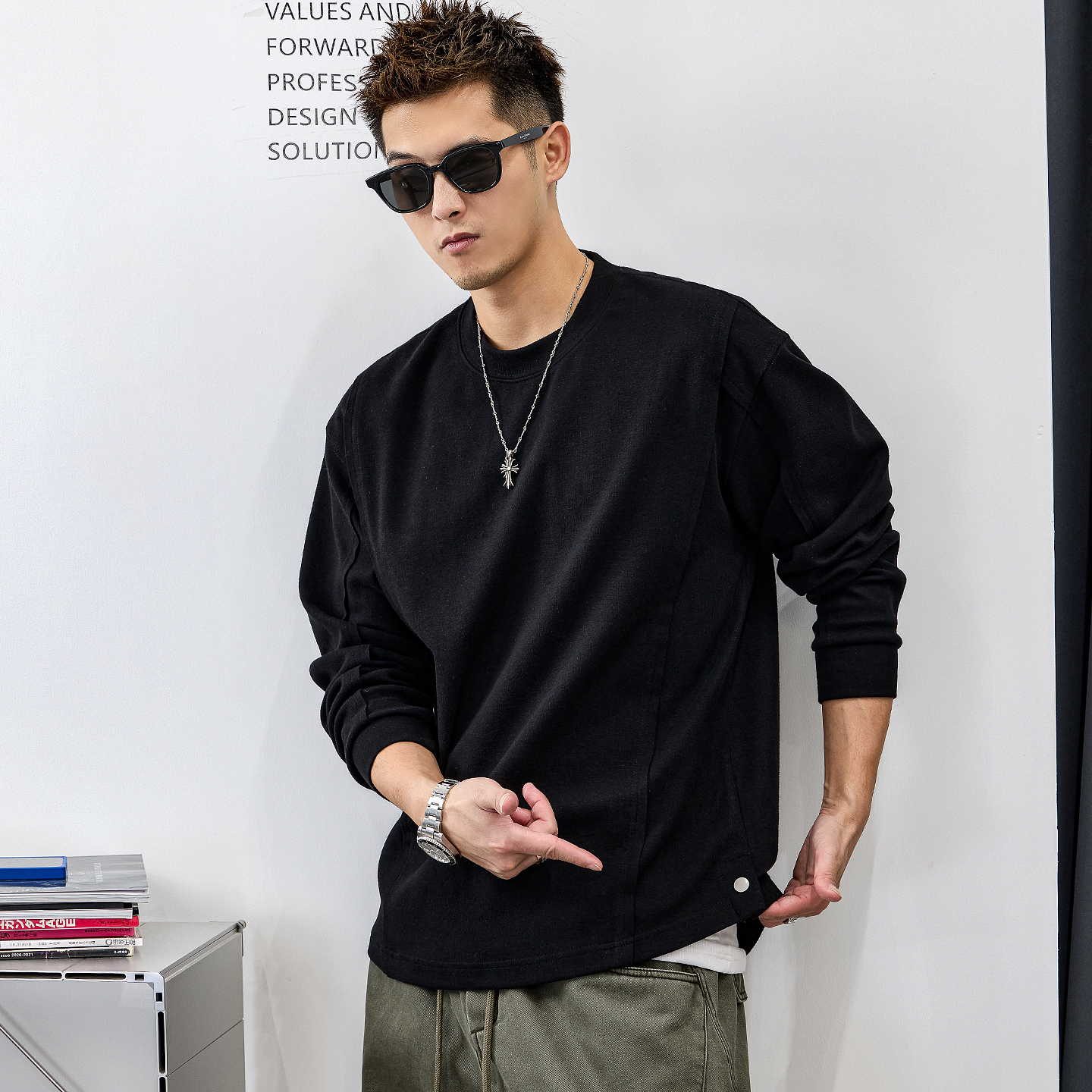 徐太浪【cleanfit 微弹320g】长袖T恤男秋季男装休闲内搭打底上衣