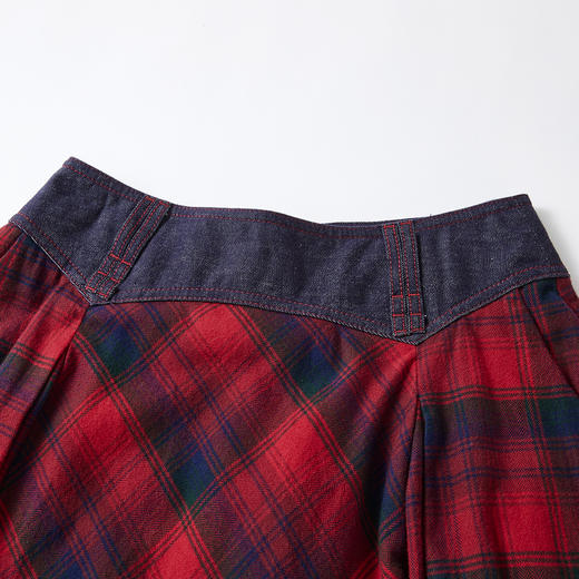 谜底格纹半身裙2025年冬季新品复古优雅高腰撞色拼接女254MB1666 商品图3