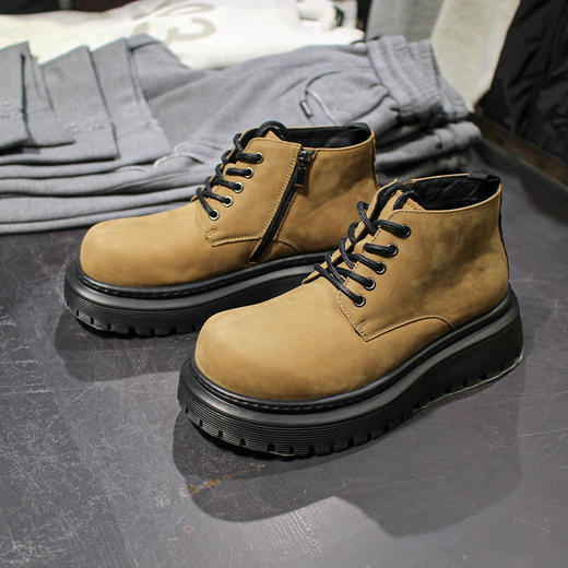 DRONKOO 2025 系带内侧拉链德比大头中帮真皮休闲鞋 商品图1