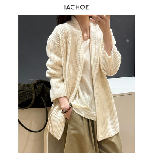 棉仓3671506007-【雪下】白色羊毛开衫 商品图0