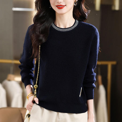 好看上衣打底衫遮肚子，显瘦洋气圆领毛衣CC-MY-1290 商品图3