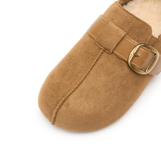 西遇加绒勃肯鞋女新款秋冬内增高两穿一脚蹬毛毛鞋外穿棉鞋V2357301 商品图5