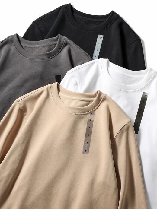 D110611加绒亲肤棉复合细腻羊羔绒拼接纯色圆领套头保暖打底衫！男女同款 商品图3