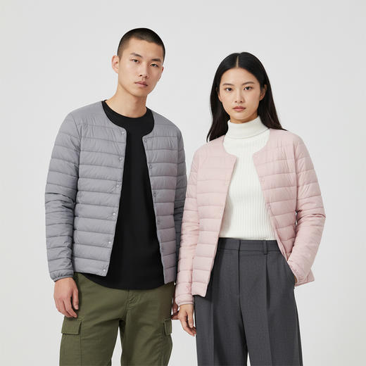 茧墨 男女款轻薄长袖羽绒服 商品图1