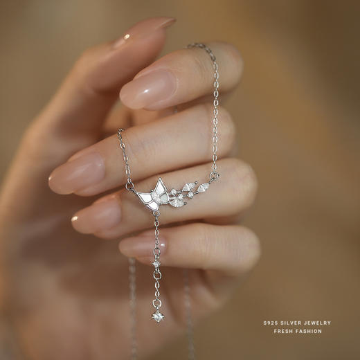 【纯白蝴蝶】S925纯银白贝蝴蝶项链【YXS-A4761】 商品图1