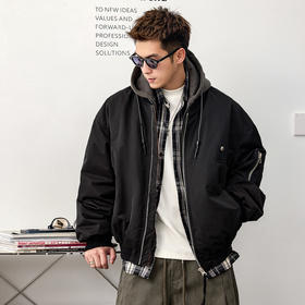 徐太浪【拼接格子 工装口袋】假两件羽绒服男冬季大码防寒服外套