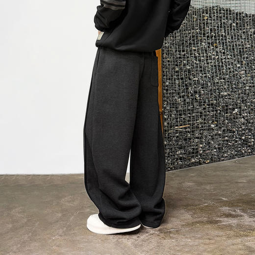 徐太浪【垂坠感 系绳松紧腰】休闲裤男秋冬保暖宽松直筒通勤裤子 商品图3