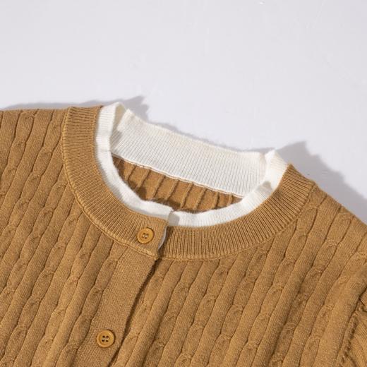 茧墨 糯叽叽麻花拼接撞色减龄针织开衫 商品图2