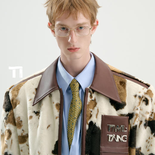 启世录TIWILLTANG"麂烬云衍"拼接秋冬翻领皮拼毛皮草夹克秋冬外套 商品图1