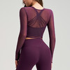 跃牌【安琪拉系列】新款网纱罩衫健身运动镂空运动上衣女长袖健身T恤跑步训练瑜伽服E6-017 商品缩略图3