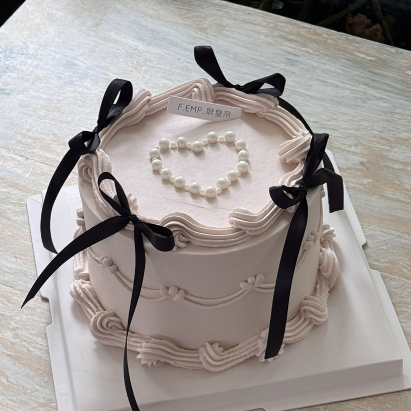 ins简约粉色丝带蛋糕