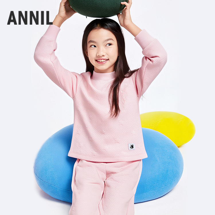 【厚实夹丝绵保暖衣】男女童保暖衣套装秋季新款安奈儿童装JM537589