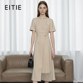 EITIE爱特爱夏季新品高腰修身优雅拼接连衣裙7807513