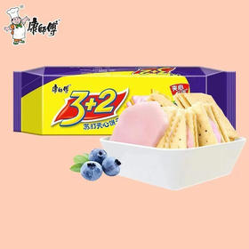 【饼干】康师傅 3+2苏打夹心饼干果香蓝莓味(新老包装随机发) 125g/袋