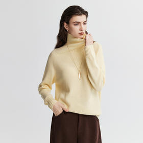 棉仓366605067-高领羊毛含羊绒套头毛衣女25秋冬微宽松针织上衣宽罗纹设计