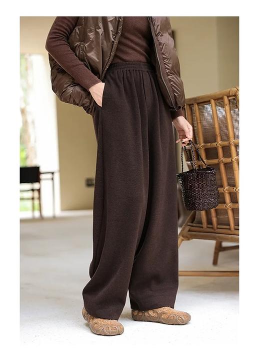 D110613“暖炉”科技与自然共生的「生态暖裤」蚕丝羊毛羽绒混纺弯刀裤 商品图4