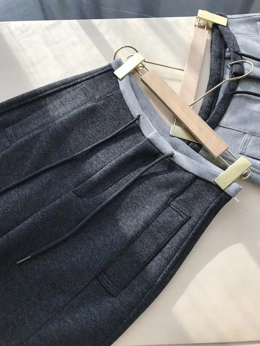 D110616复古撞色加厚醋酸绵羊毛裤女休闲长裤 商品图2