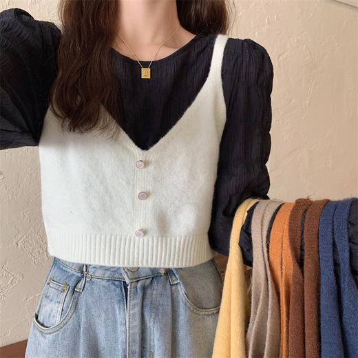 【YW】无忧购【甄选】外搭百搭V领小背心毛衣针织马甲（截单后3-5天发货） 商品图11