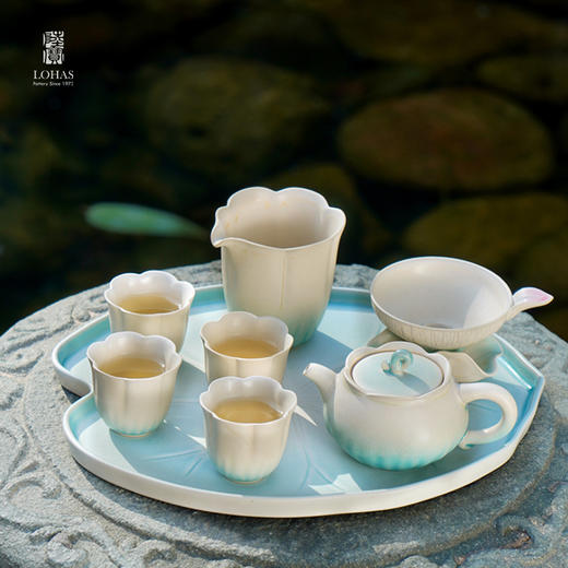 陆宝清荷雅境陶瓷茶具套装礼盒装客厅家用高档轻奢高颜值泡茶茶具 商品图2