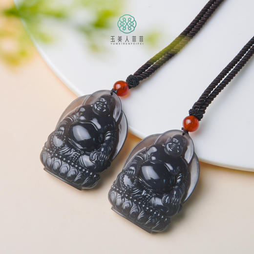 烟紫吊坠-盘腿莲花弥勒佛62F15 商品图0